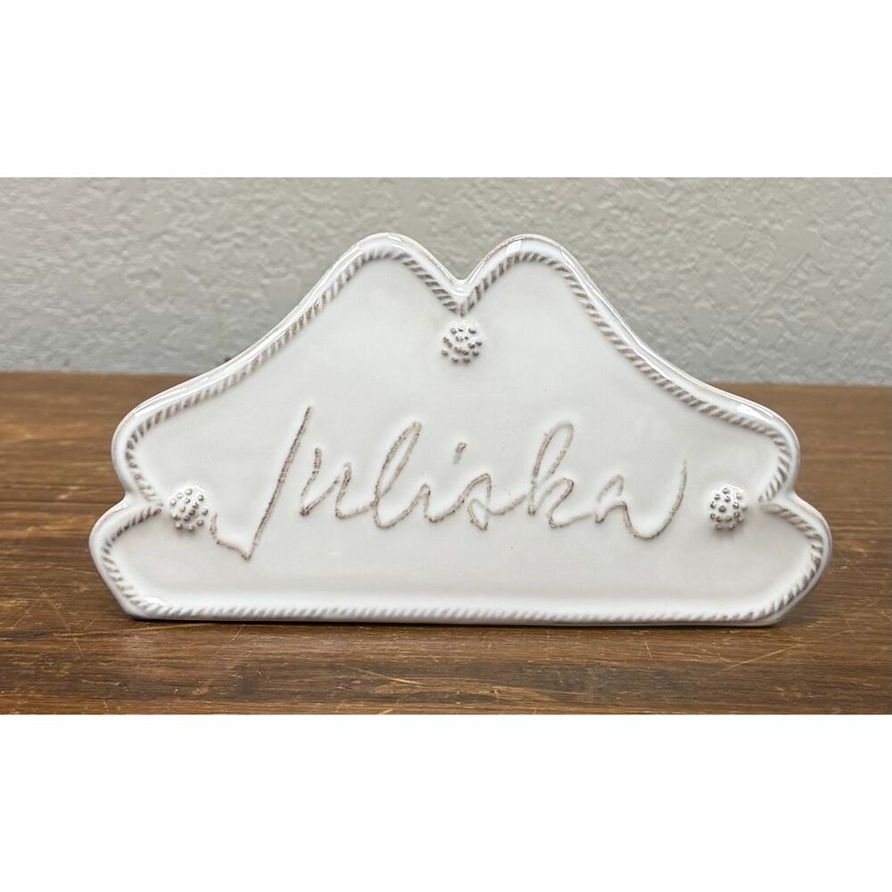 Juliska Berry & Thread White Ceramic Counter Display Sign.